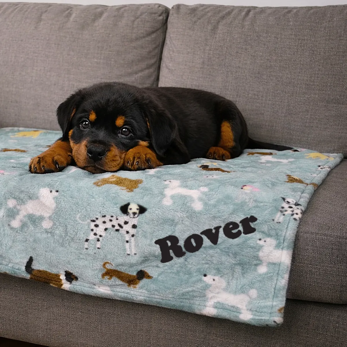 Personalised Dog Paw Print Fleece Blanket with Name 90 x 70 cm
