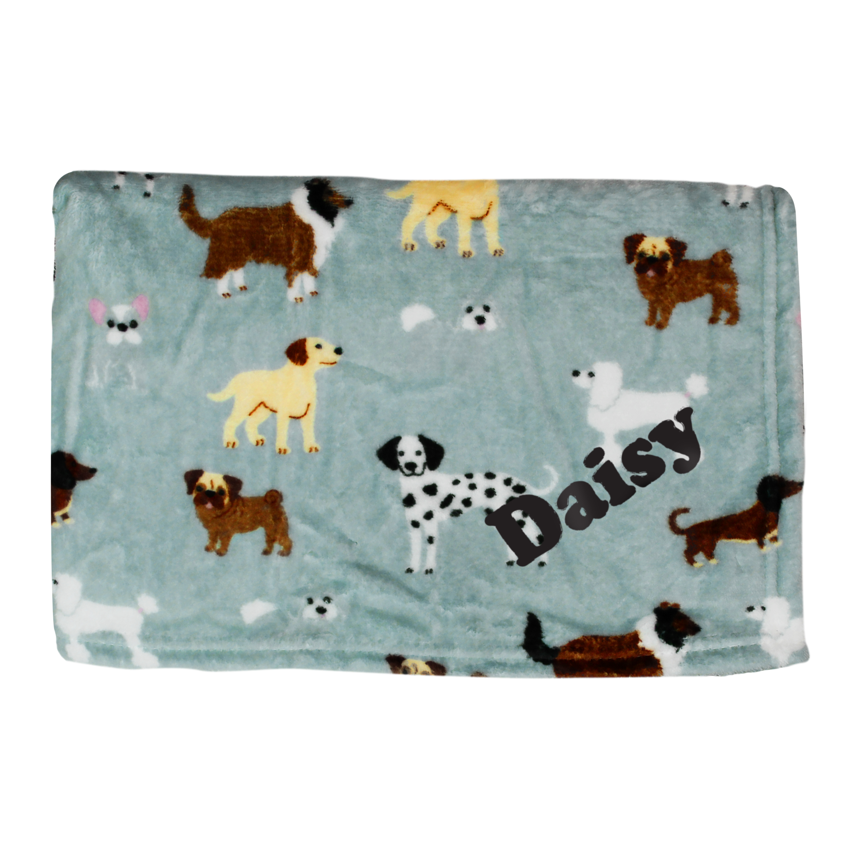 Personalised Dog Paw Print Fleece Blanket with Name 90 x 70 cm