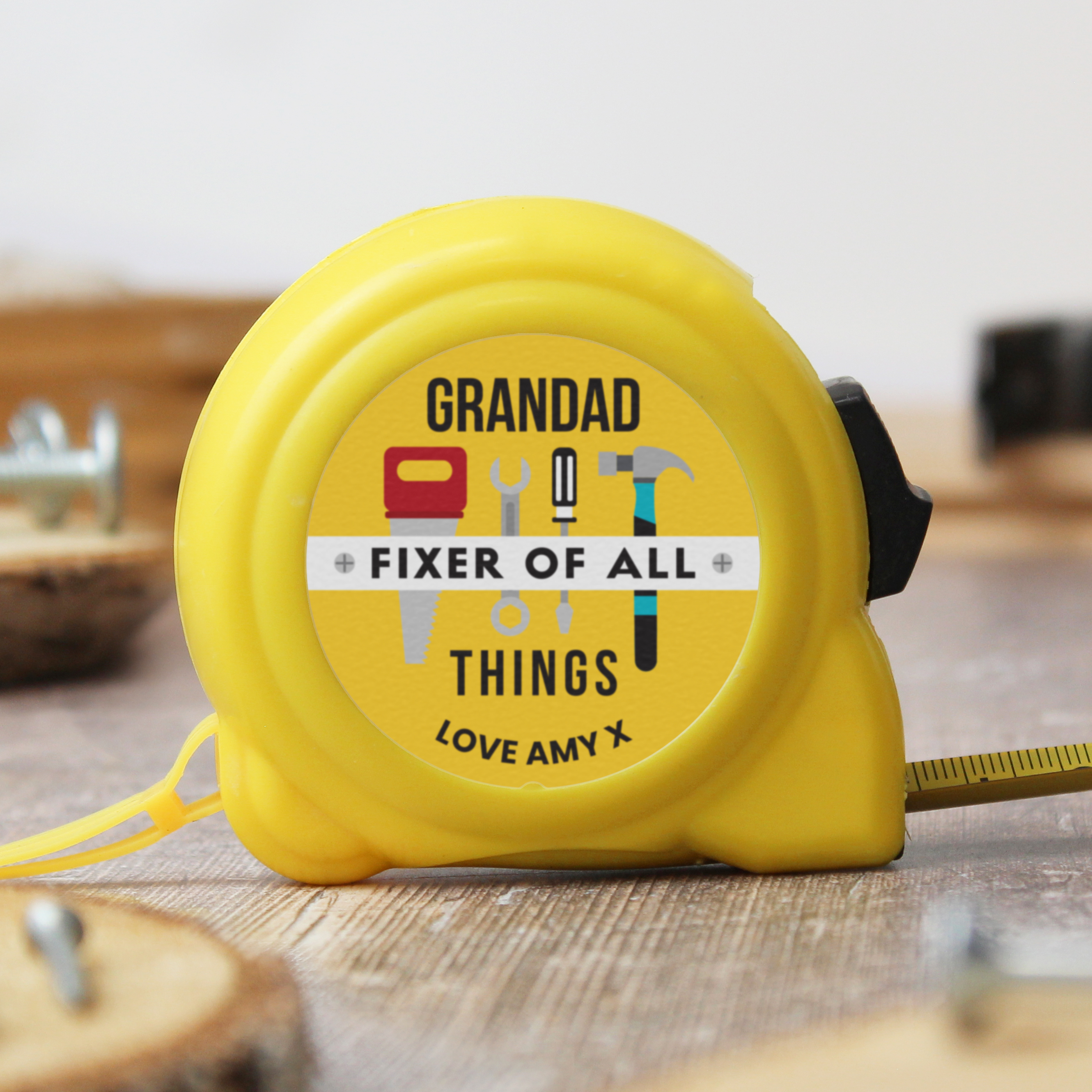 Personalised Fixer of All Things Tape Measure Gift for DIY Fans
