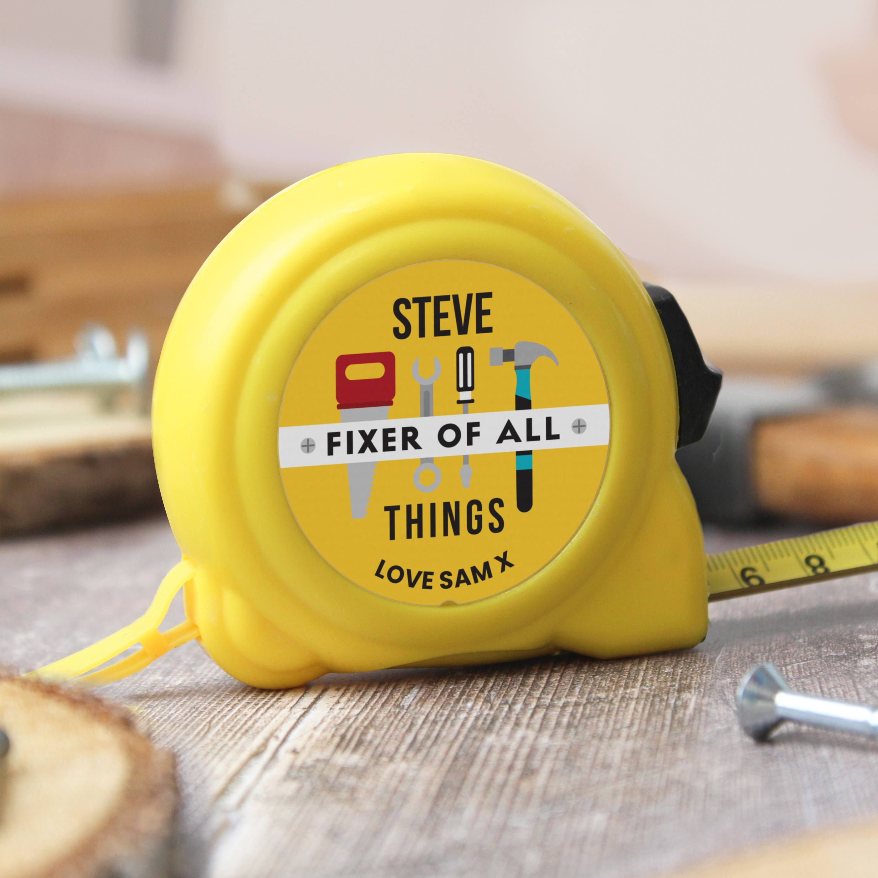 Personalised Fixer of All Things Tape Measure Gift for DIY Fans