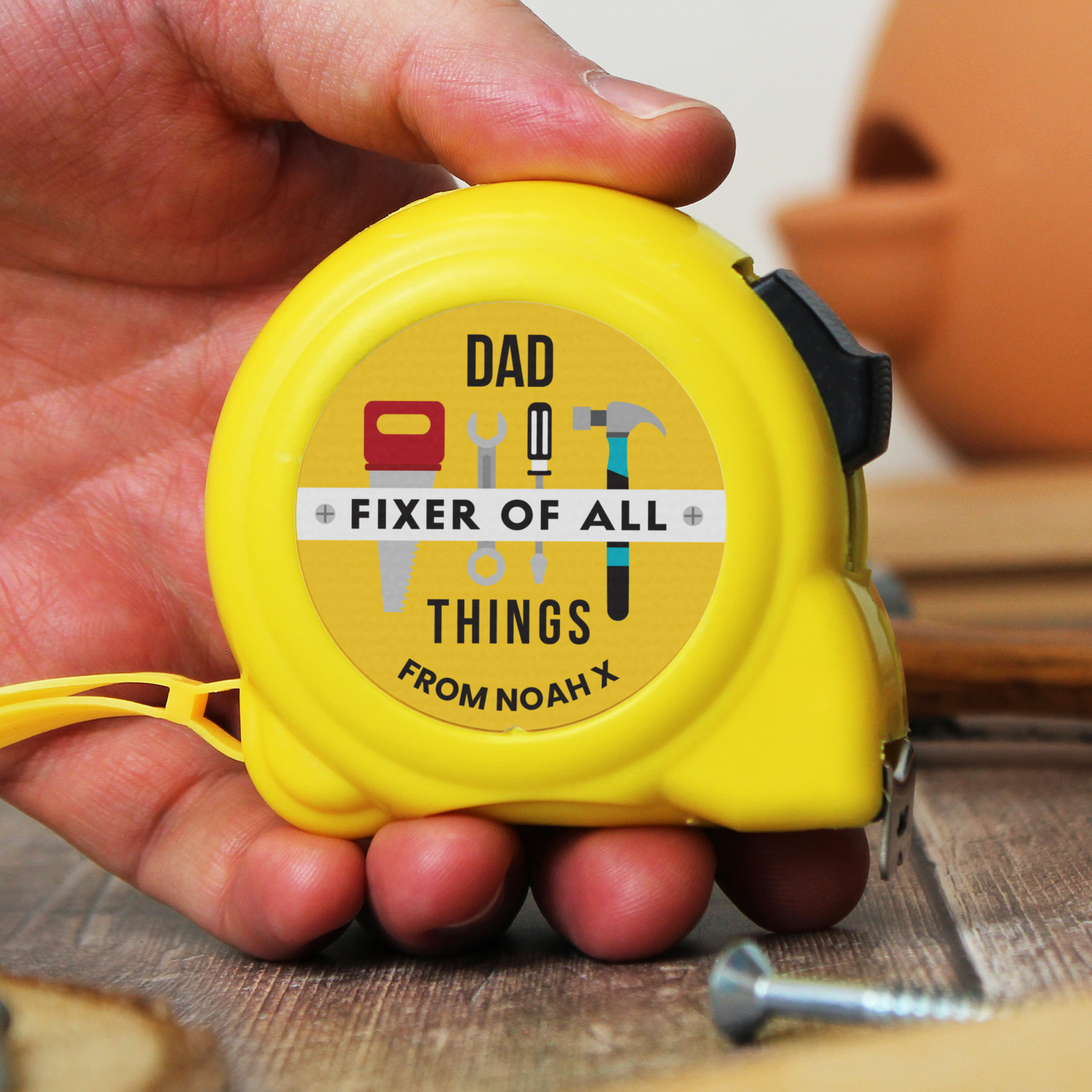 Personalised Fixer of All Things Tape Measure Gift for DIY Fans