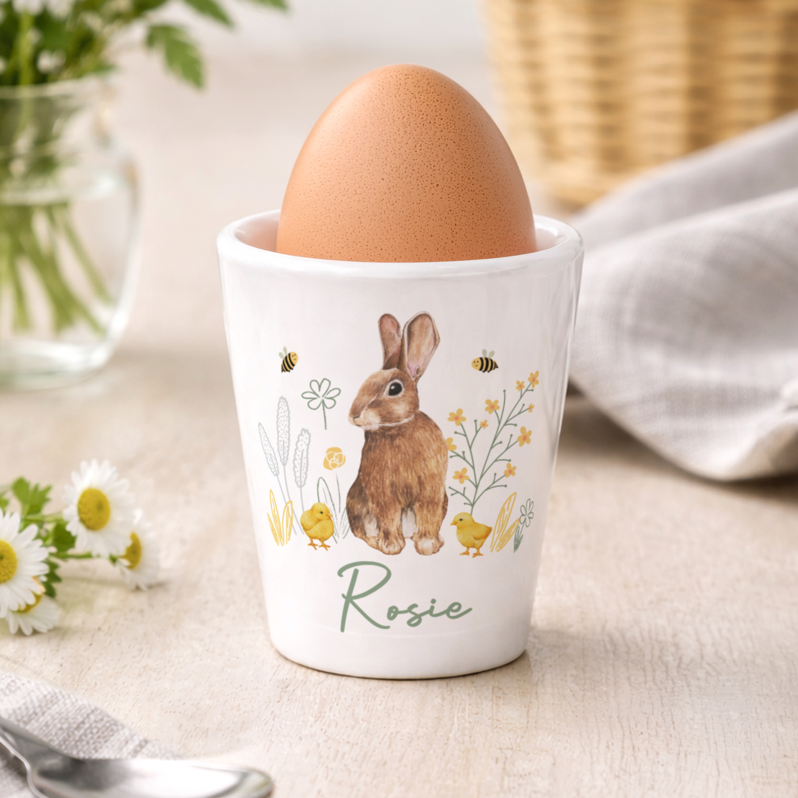 Personalised Easter Bunny Egg Cup with Name