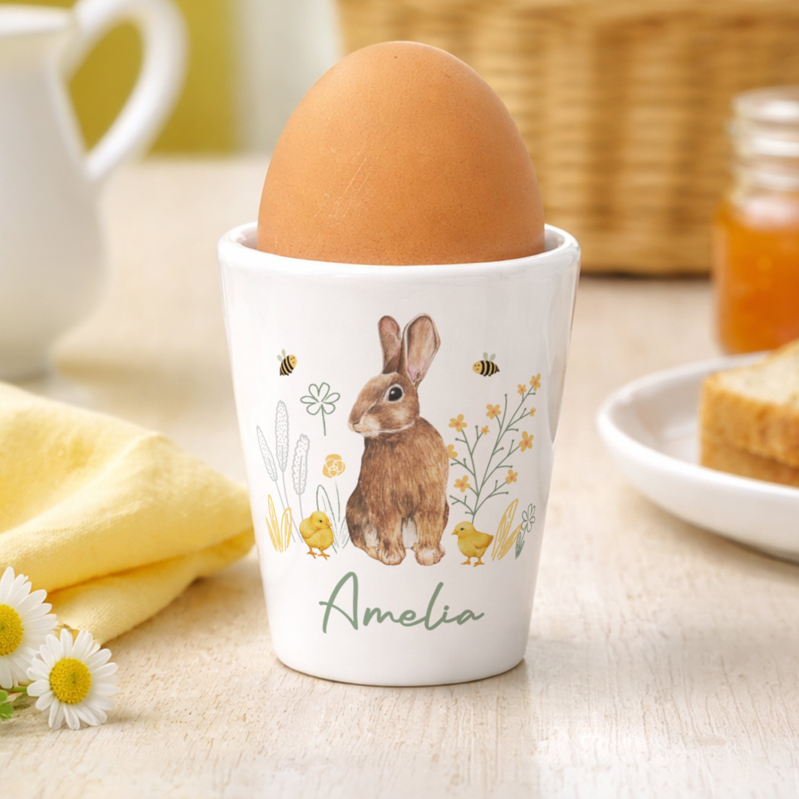 Personalised Easter Bunny Egg Cup with Name