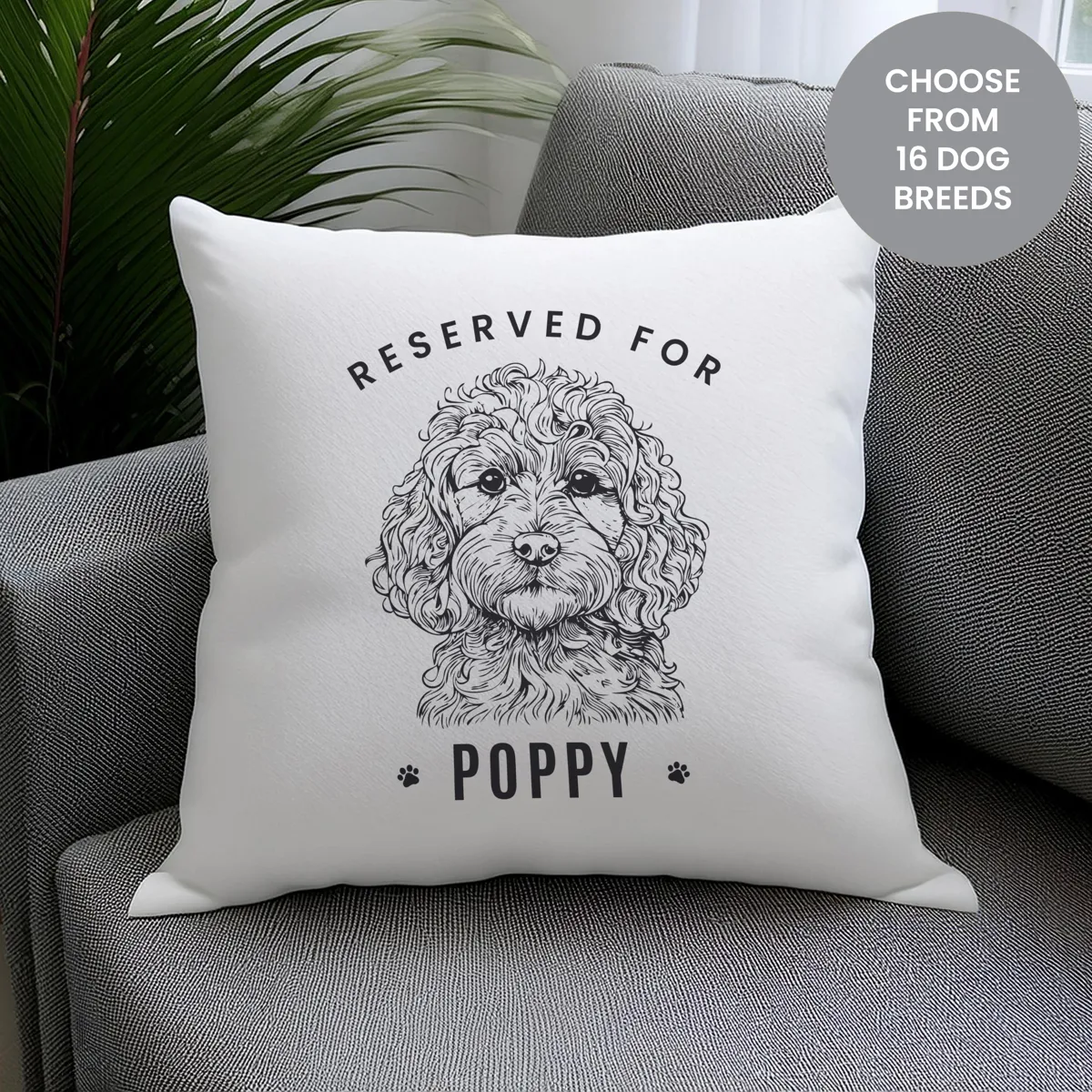 Personalised Dog Breed Cushion with Name Reserved For Design
