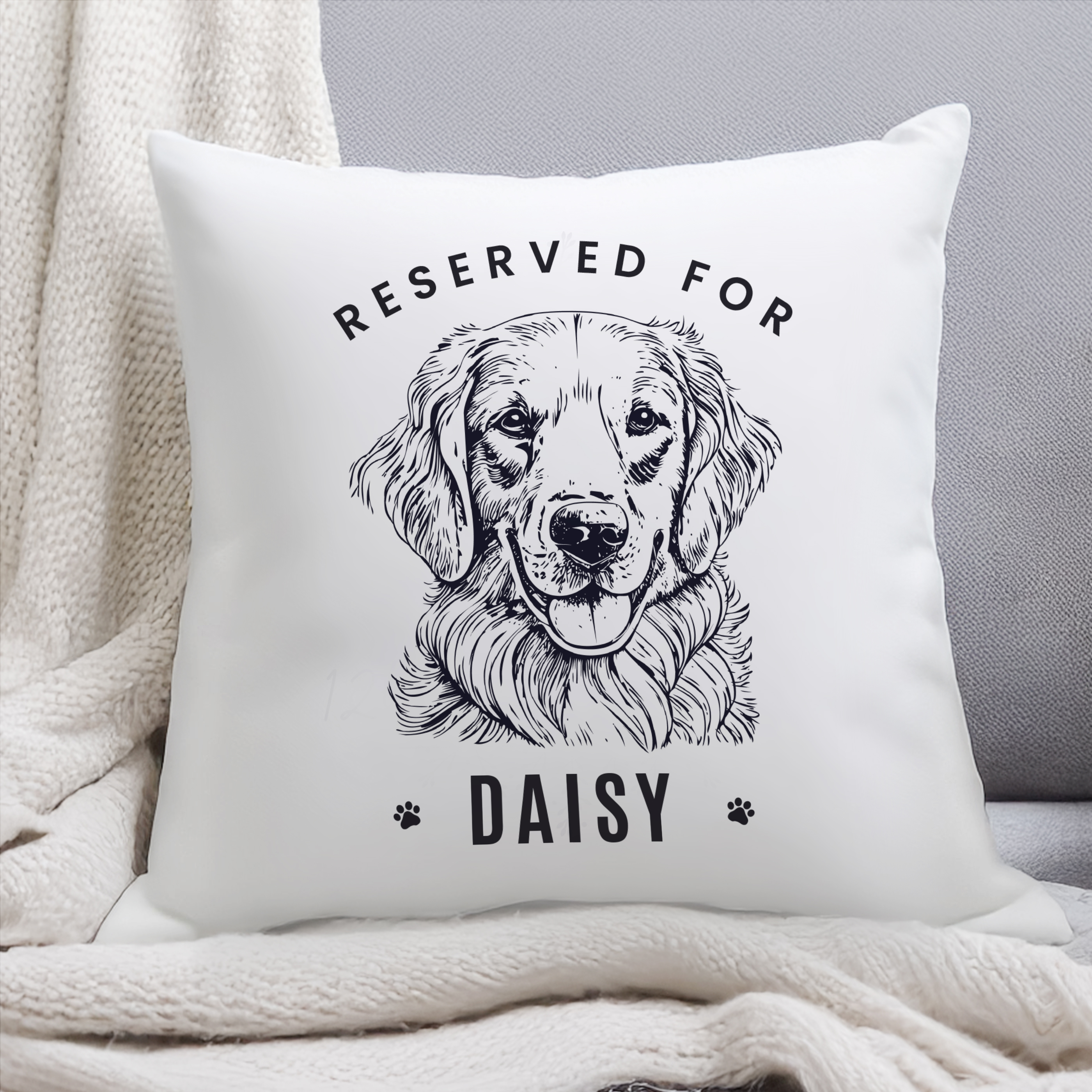 Personalised Dog Breed Cushion with Name Reserved For Design