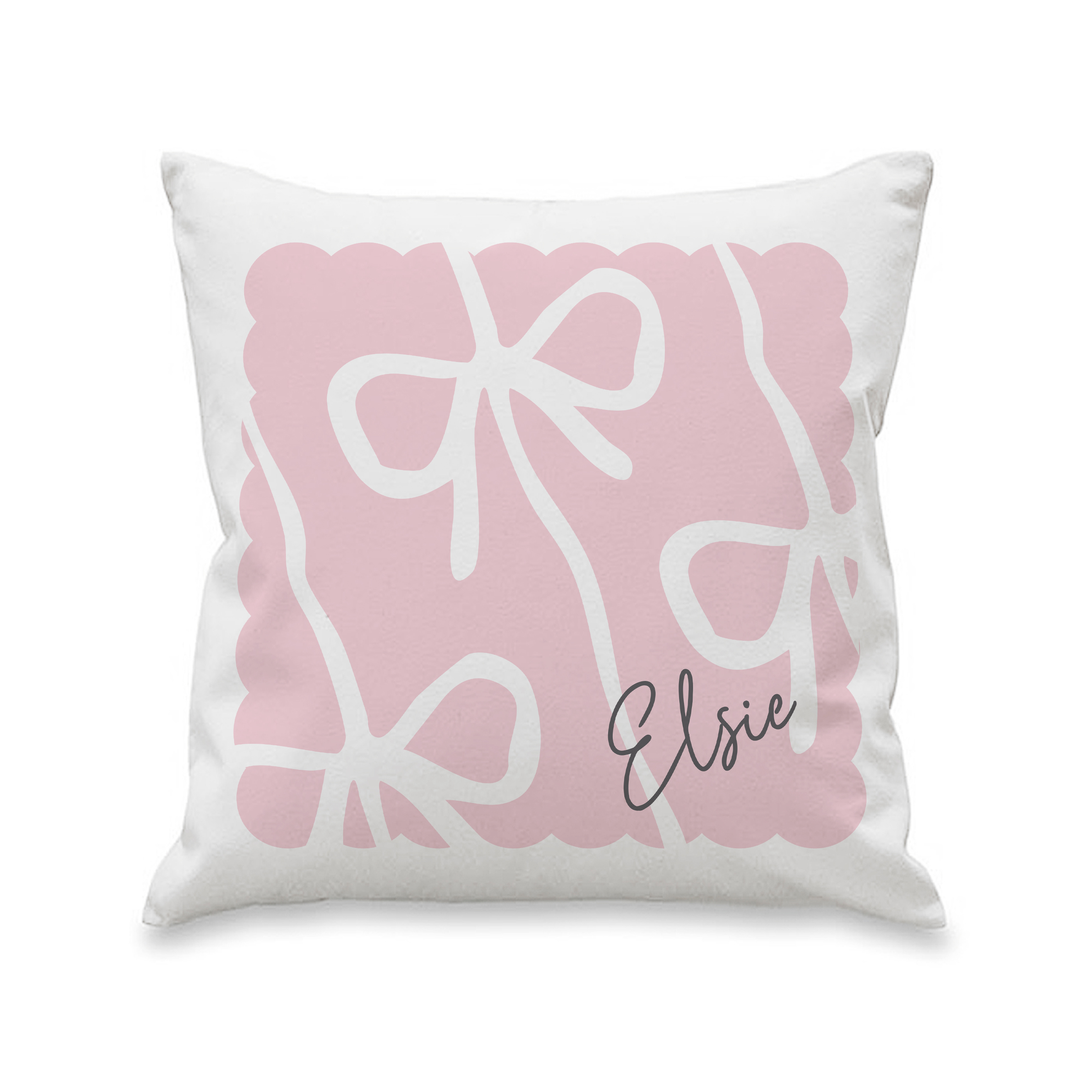 Personalised Pink Bow Cushion with Name 40cm Decorative Pillow