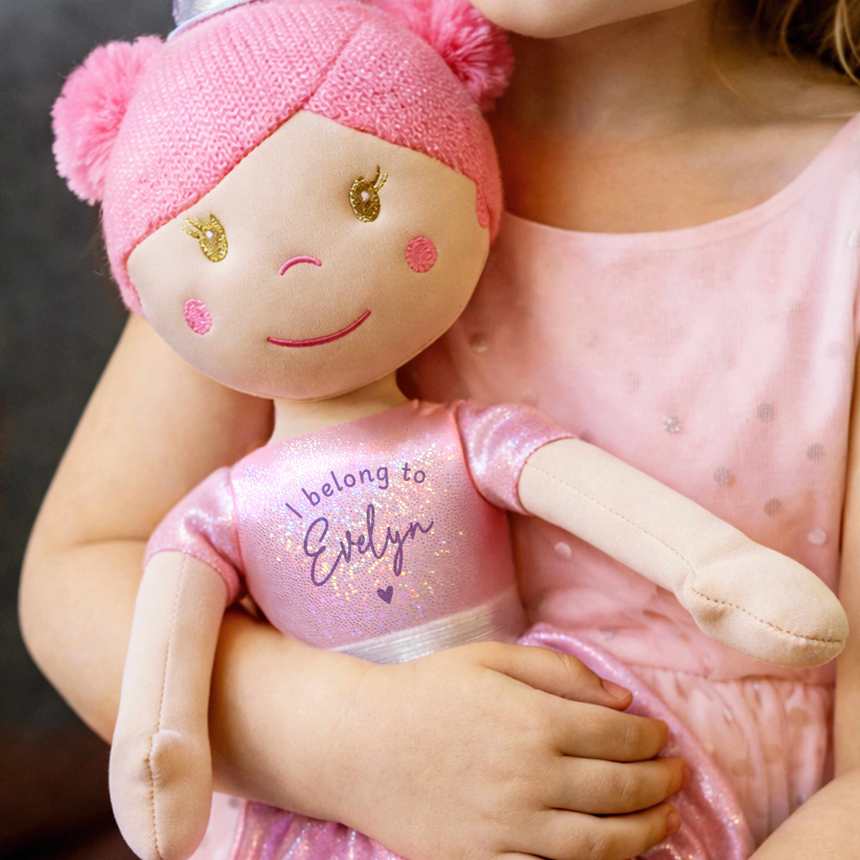 Personalised Princess Rag Doll with Name Ballerina Soft Toy Gift