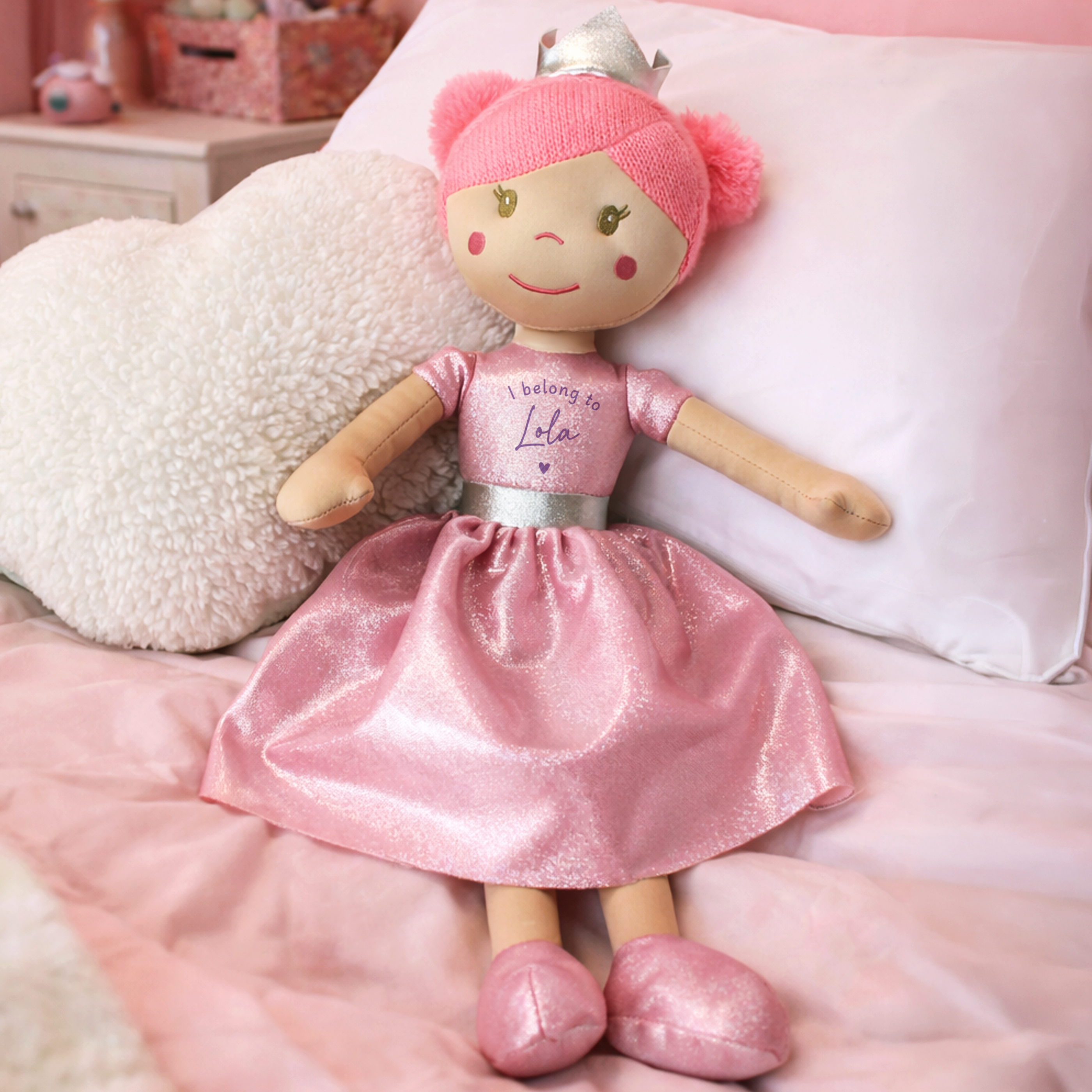 Personalised Princess Rag Doll with Name Ballerina Soft Toy Gift
