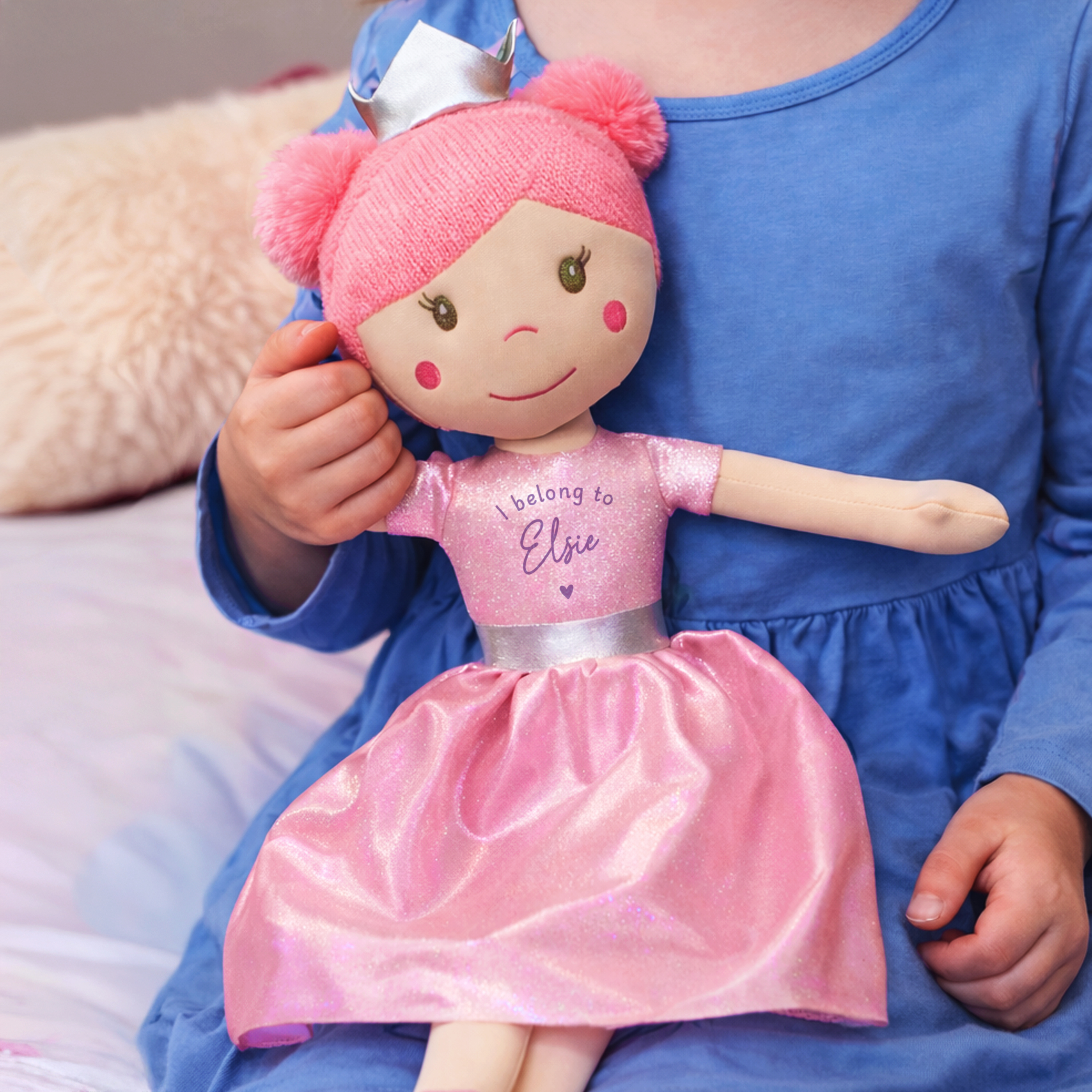 Personalised Princess Rag Doll with Name Ballerina Soft Toy Gift