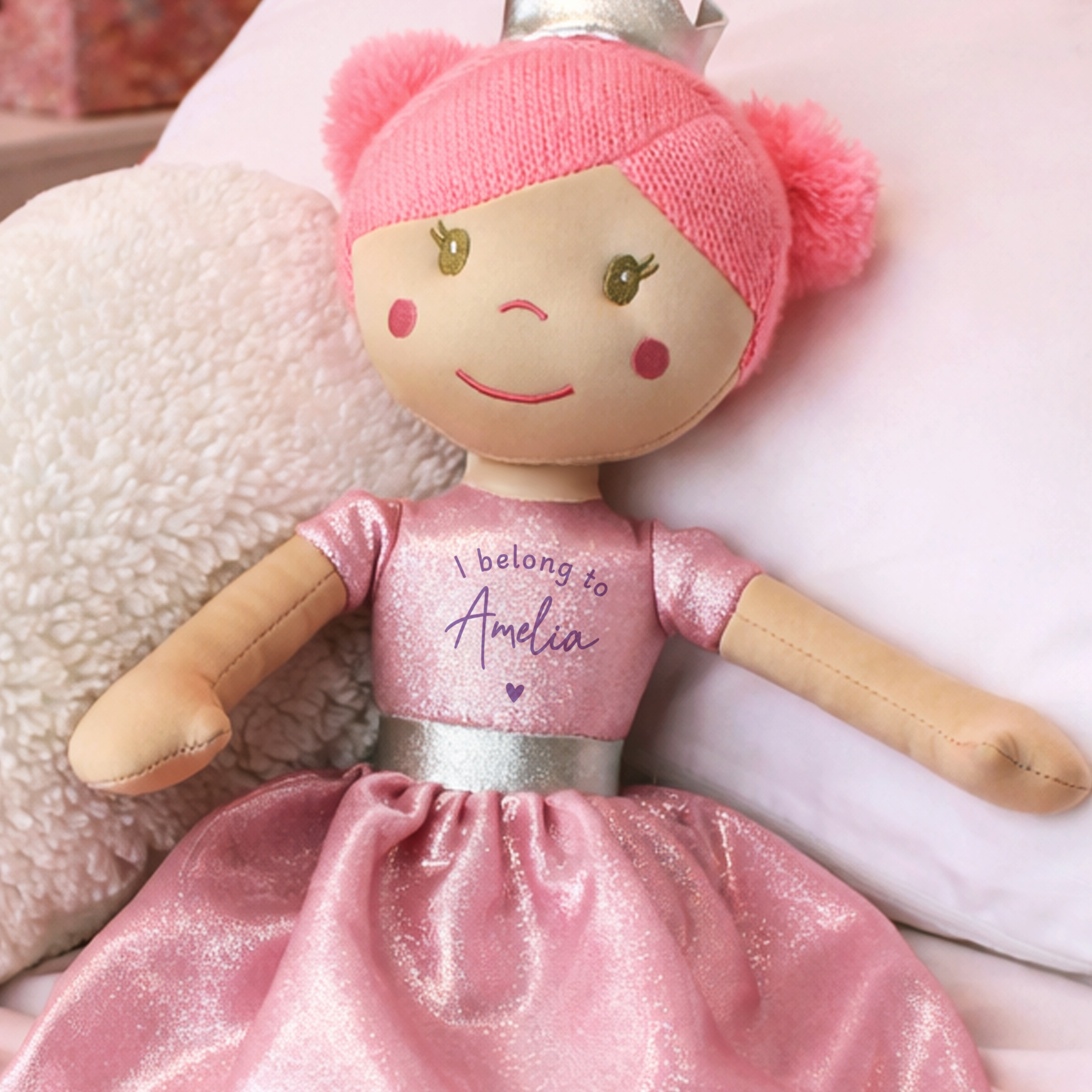 Personalised Princess Rag Doll with Name Ballerina Soft Toy Gift