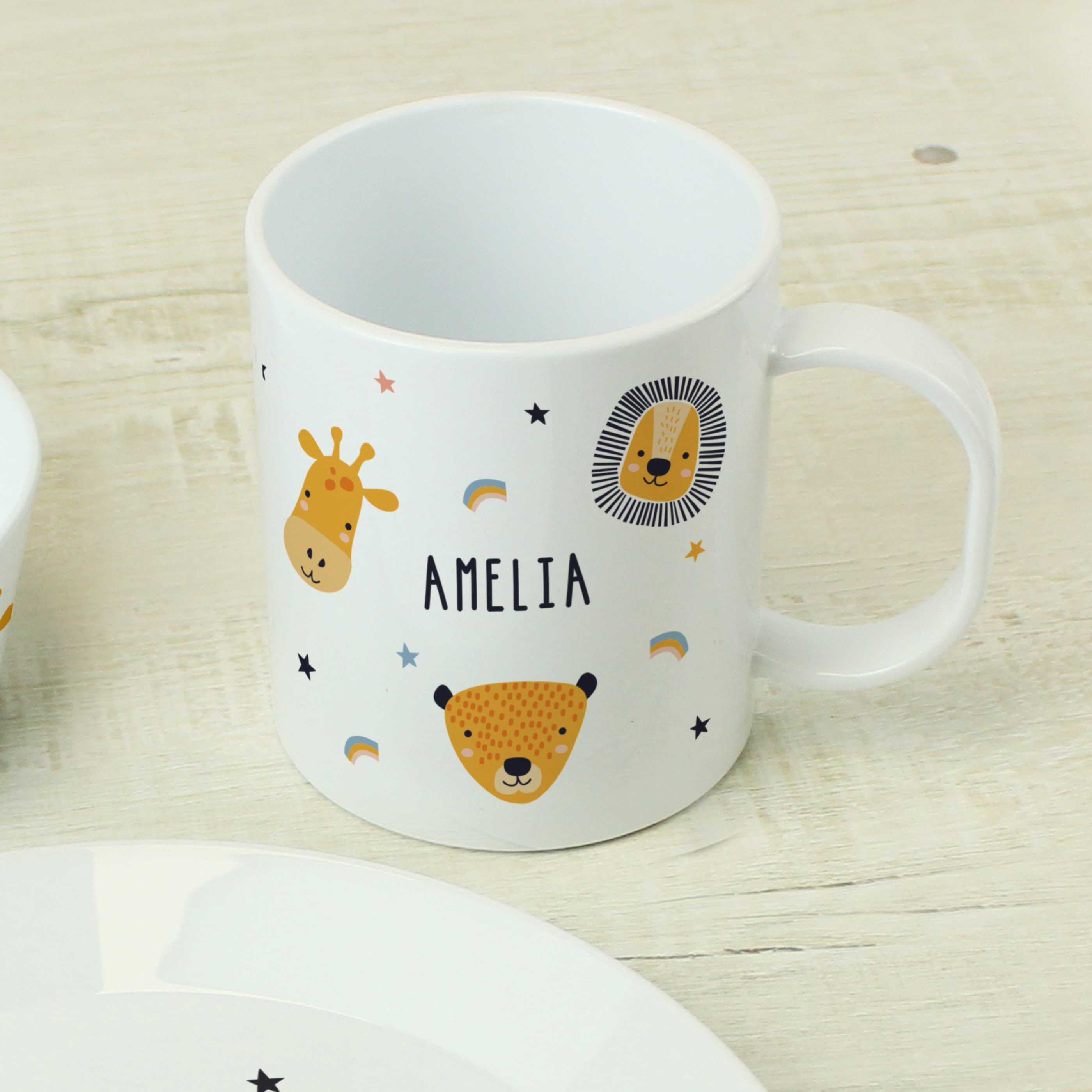 Personalised Safari Animals Children’s Breakfast Set Plate Bowl Mug