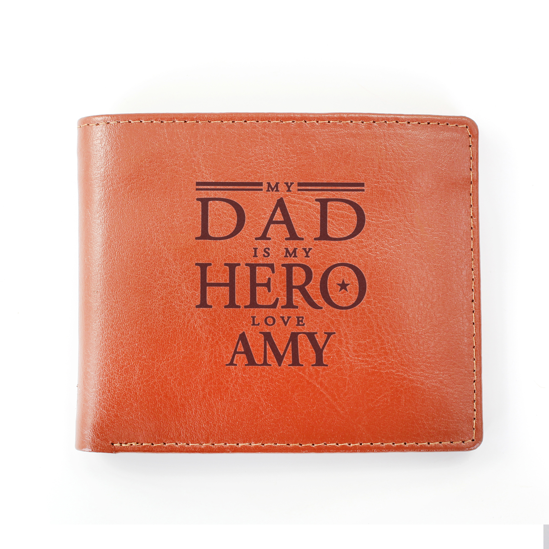 Personalised My Dad Is My Hero Leather Wallet Gift for Dad