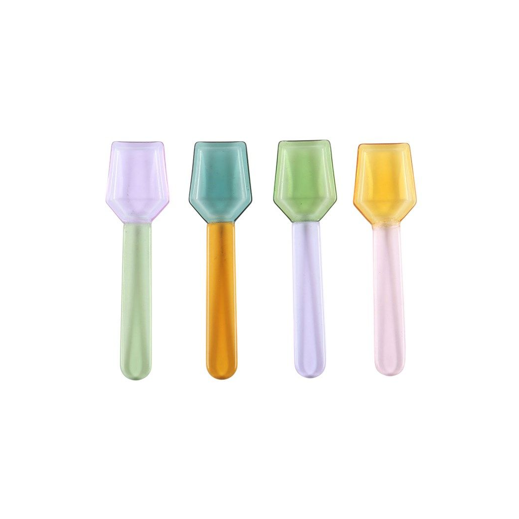 Set of 4 Pastel Glass Dessert Spoons
