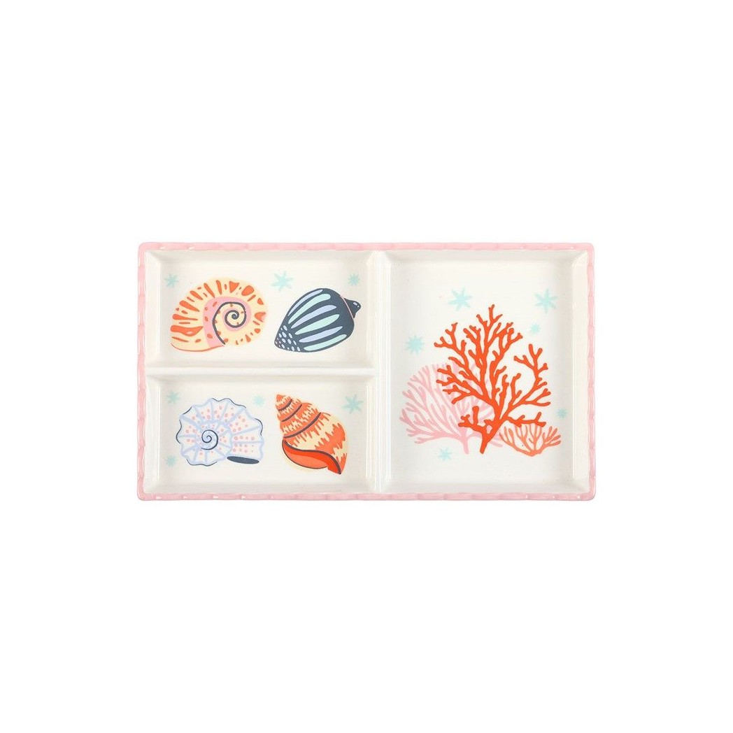 Pastel Shell and Coral Ceramic Trinket Tray