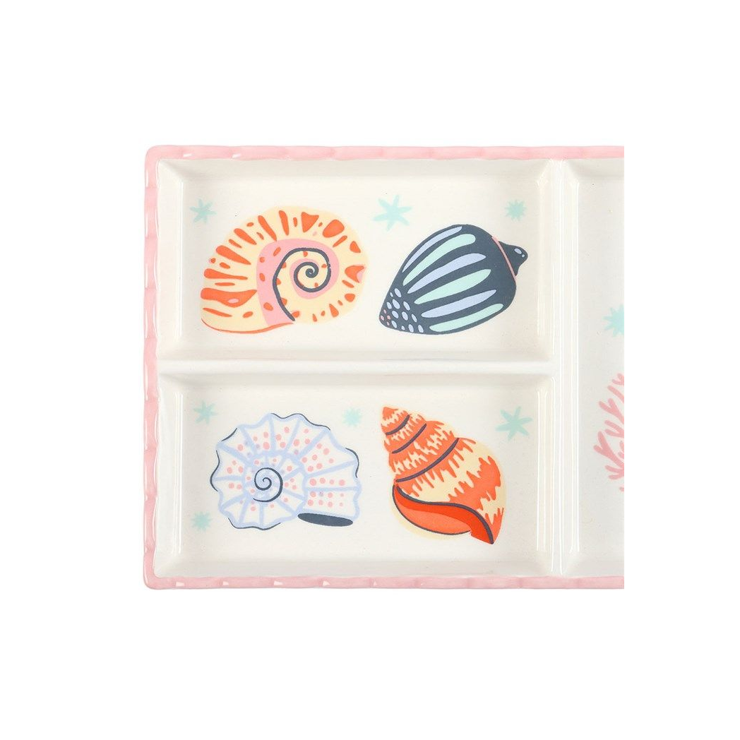 Pastel Shell and Coral Ceramic Trinket Tray