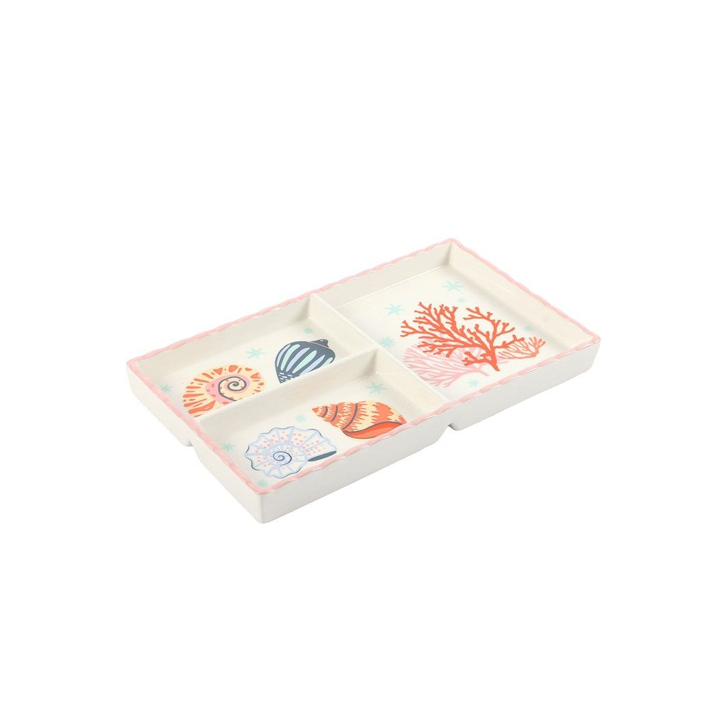 Pastel Shell and Coral Ceramic Trinket Tray