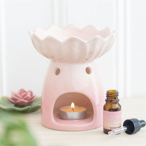 Pink Water Lily Ceramic Oil Burner and Wax Melt Warmer