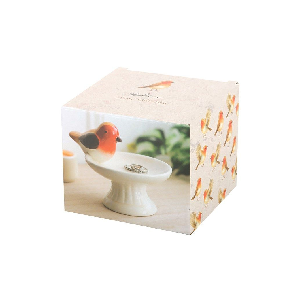 Robin Bird Bath Ceramic Trinket Dish