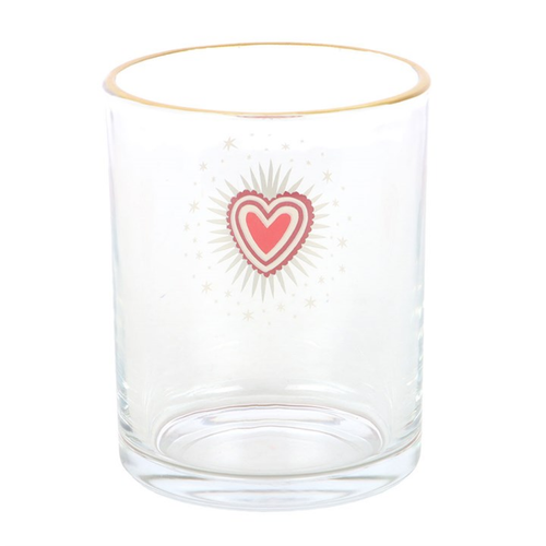 Sacred Heart Lowball Drinking Glass with Gold Rim 430ml