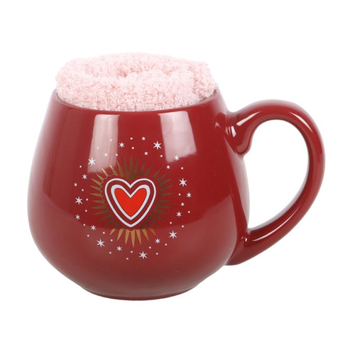 Sacred Heart Mug and Pink Socks Gift Set