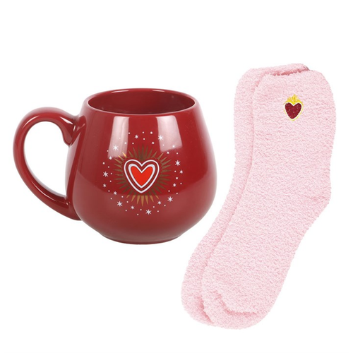 Sacred Heart Mug and Pink Socks Gift Set