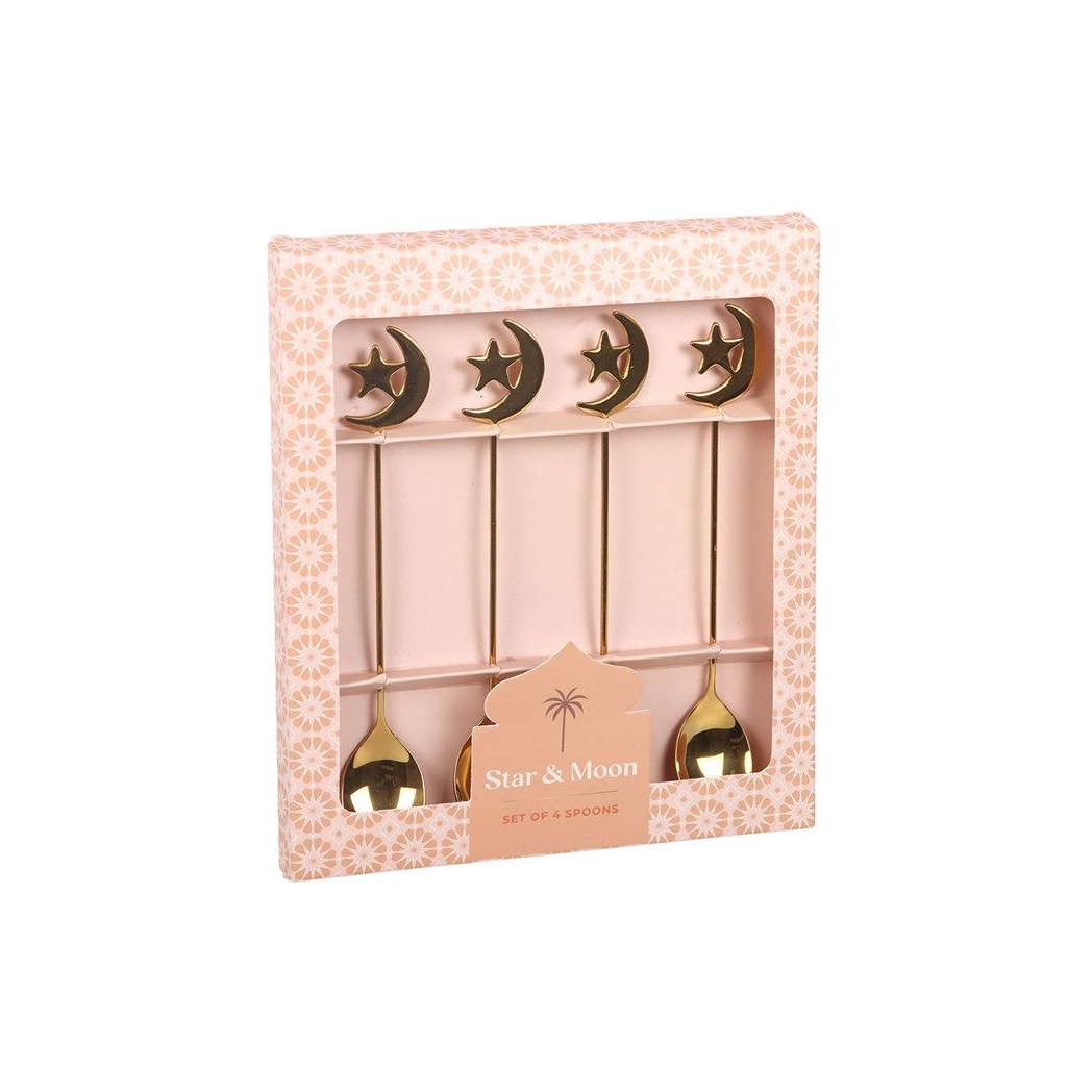 Set of 4 Gold Star and Moon Teaspoons