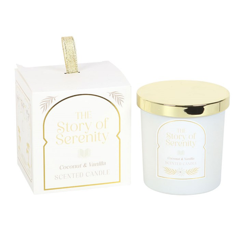The Story of Serenity Coconut and Vanilla Scented Jar Candle