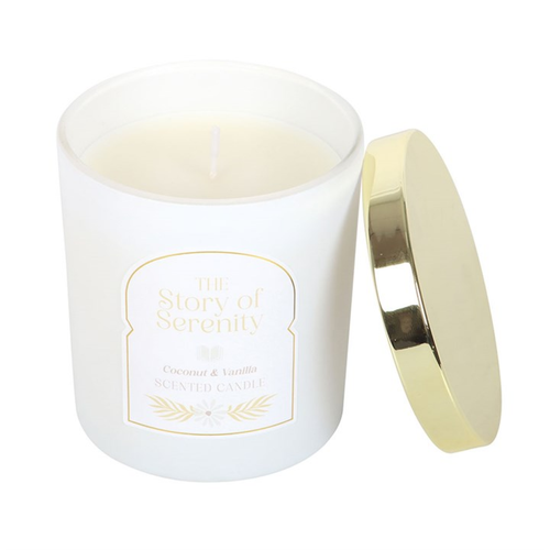 The Story of Serenity Coconut and Vanilla Scented Jar Candle