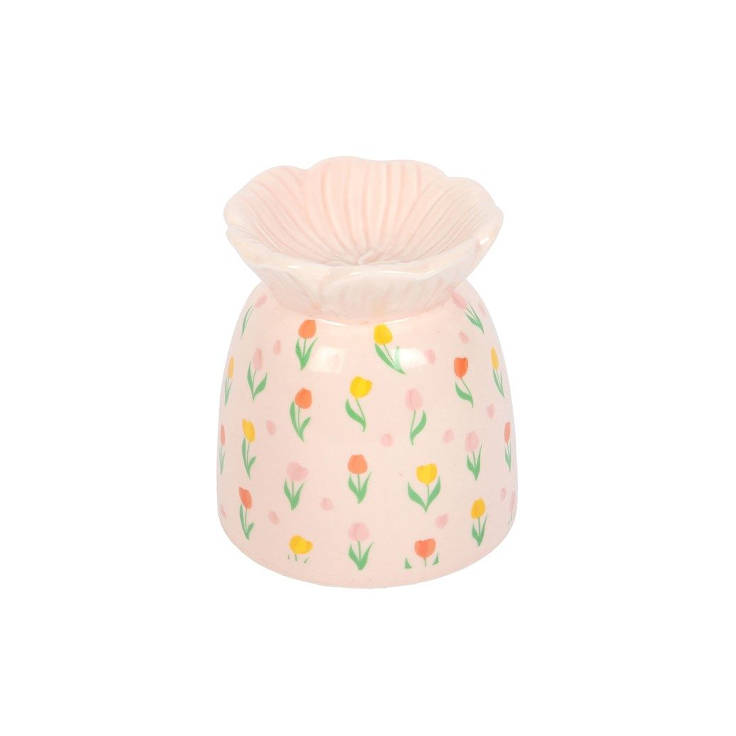 Tulip Print Ceramic Oil Burner and Wax Melt Warmer for Home Fragrance