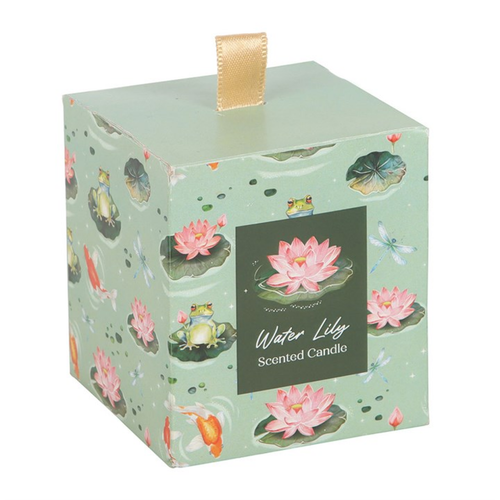 Water Lily Scented Candle in Green Glass Holder