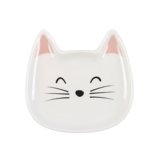 White Cat Face Ceramic Trinket Dish