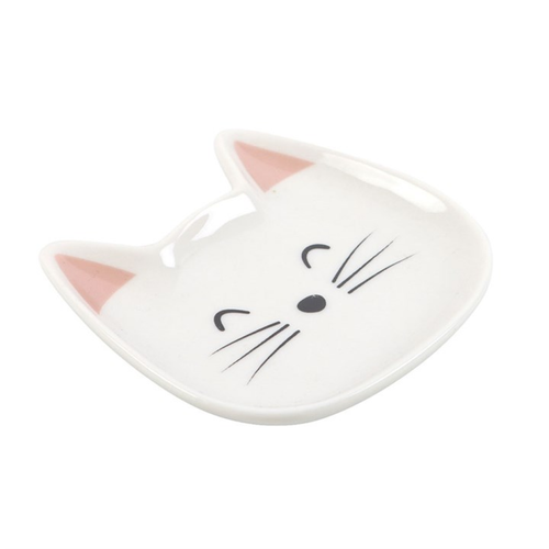 White Cat Face Ceramic Trinket Dish