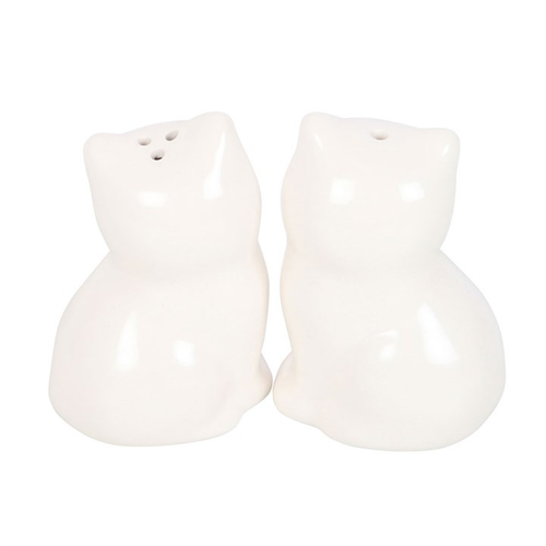 White Cat Shaped Ceramic Salt and Pepper Shakers