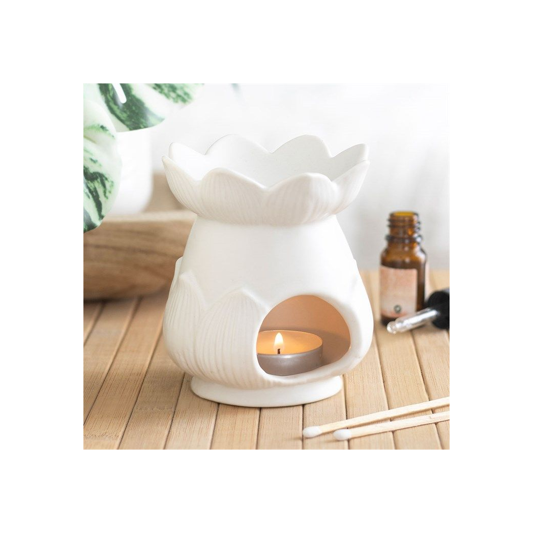 White Lotus Flower Ceramic Oil Burner