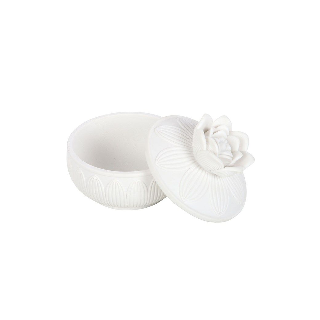 White Lotus Flower Trinket Box