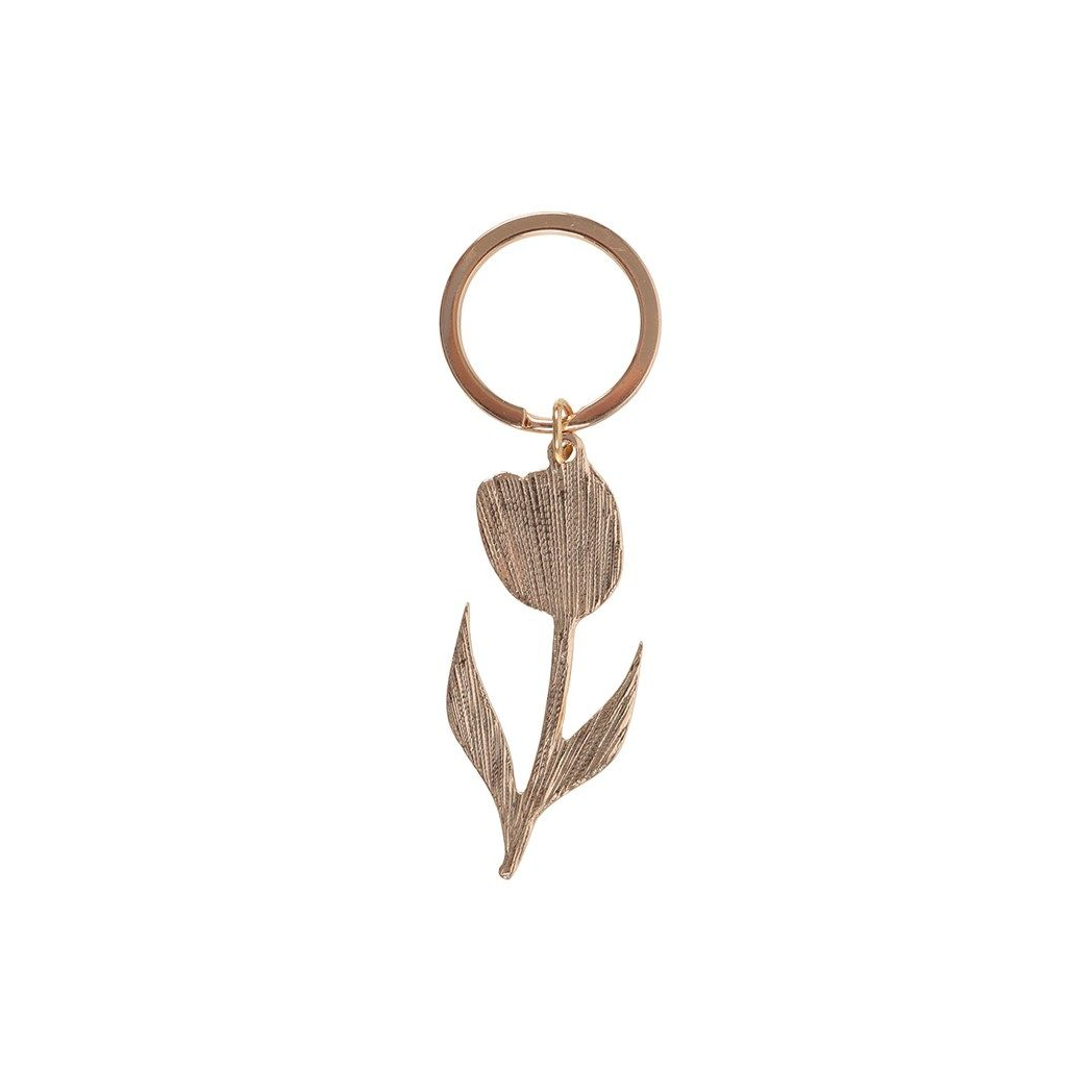 White Tulip Enamel Keyring