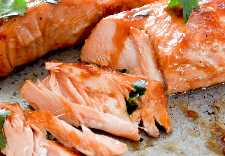 Cooked fish flaking easily with fork