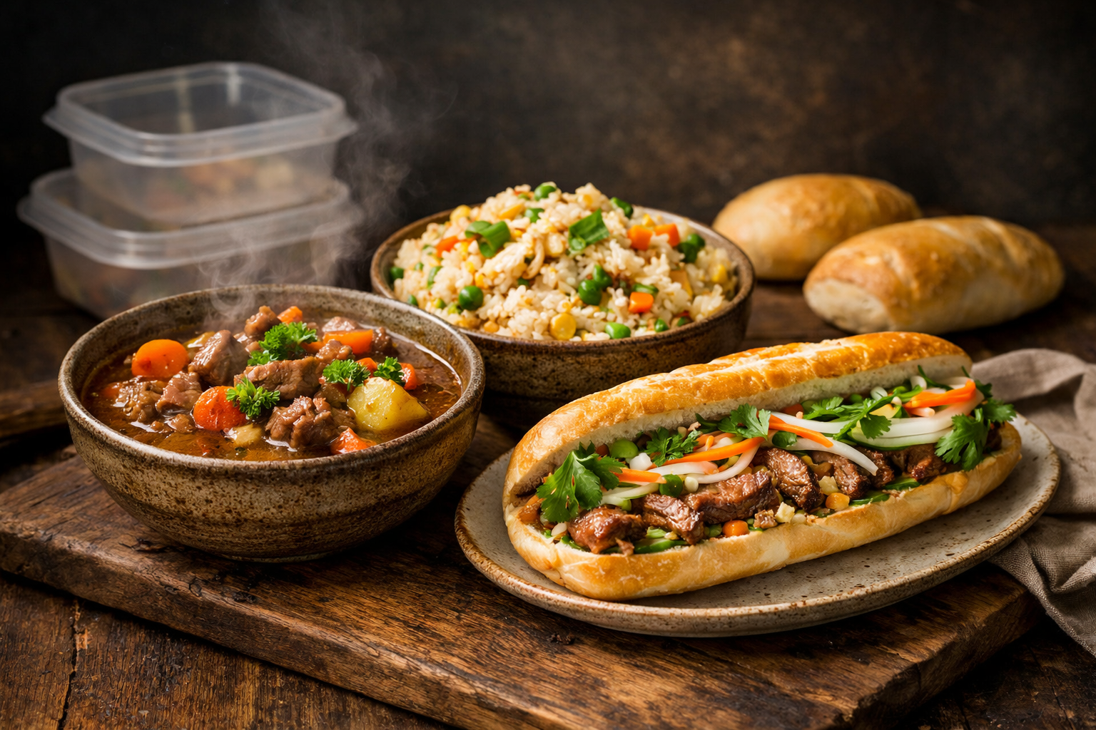 Assortment of leftover dishes