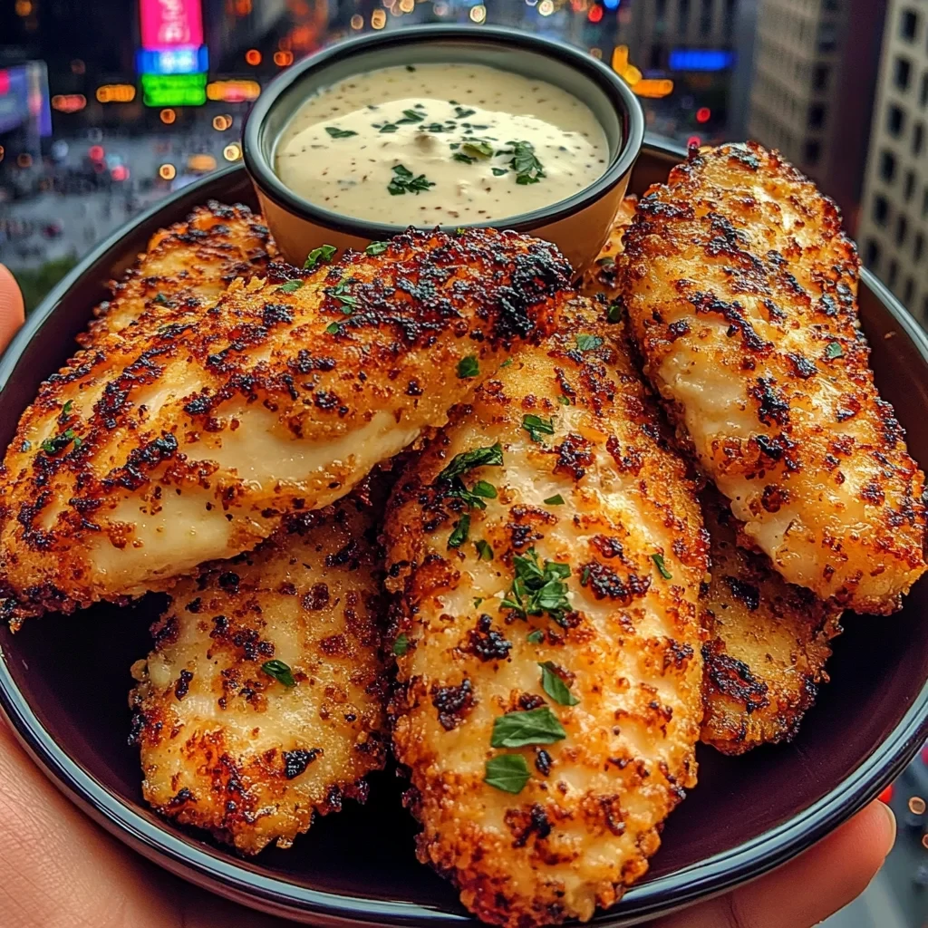 Crispy Garlic Parmesan Chicken Tenderloins Plated Dish