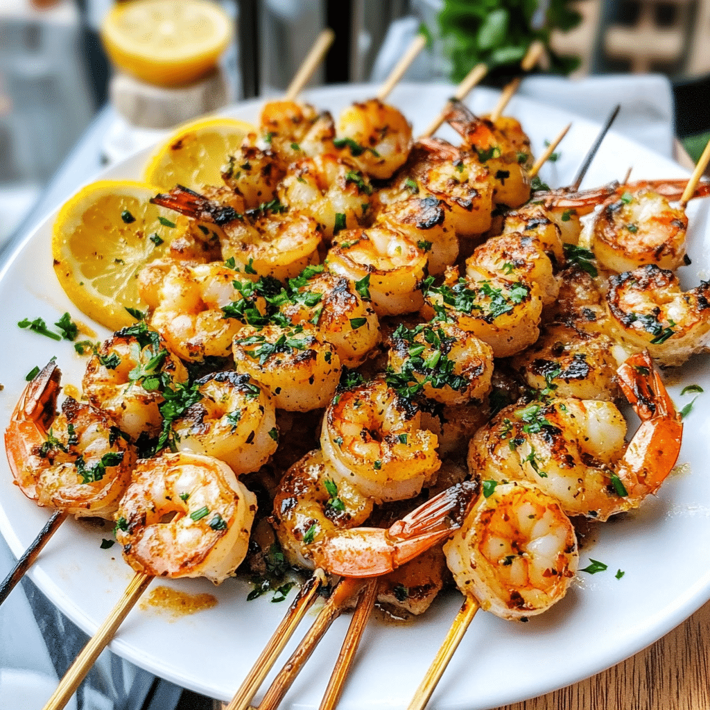 BBQ garlic Butter Prawns with Lemon Dish