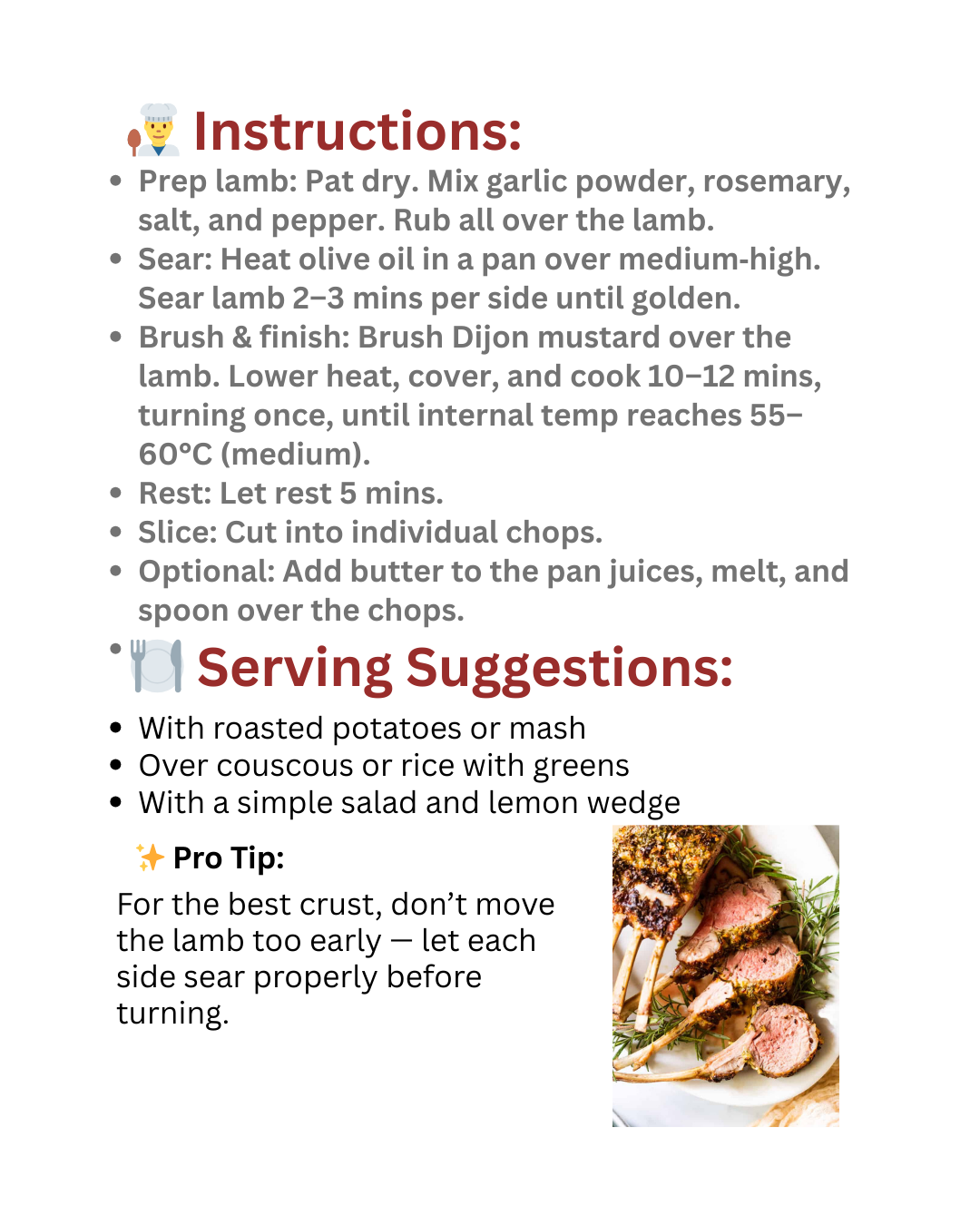 Herb-Crusted Pan-Seared Lamb Rack