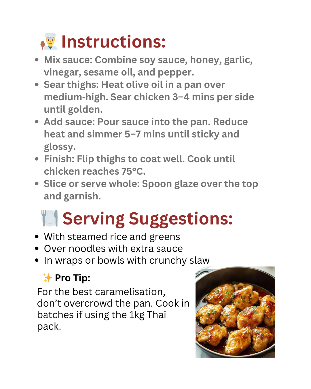 Pan Seared Honey Soy Garlic Chicken Thighs