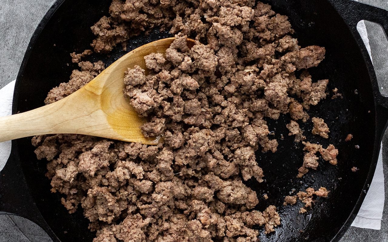 Browned pork mince
