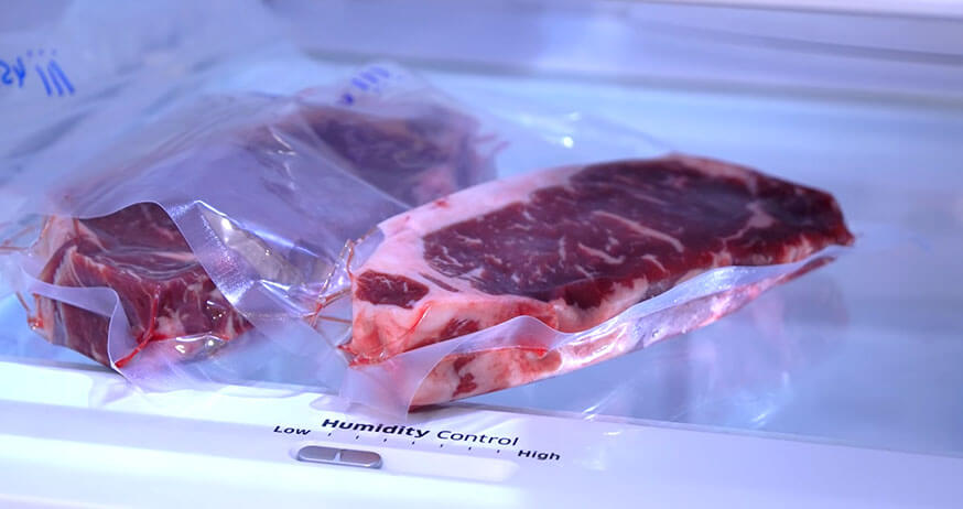 Thawing frozen meat in the fridge