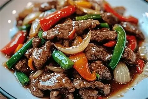 Ribeye Stir-Fry With Black Pepper Sauce Plated Dish