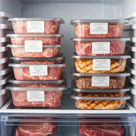 Meat stored correctly in freezer