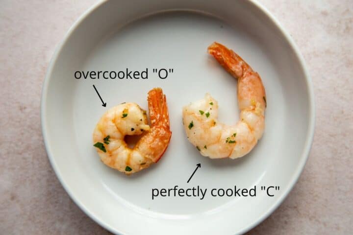 Shrimp cooked C shape vs overcooked O shape