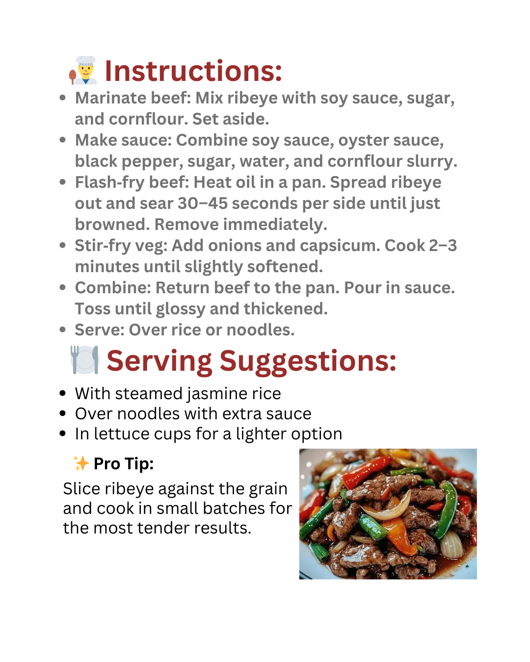 Australian ribeye stir-fry with black pepper sauce