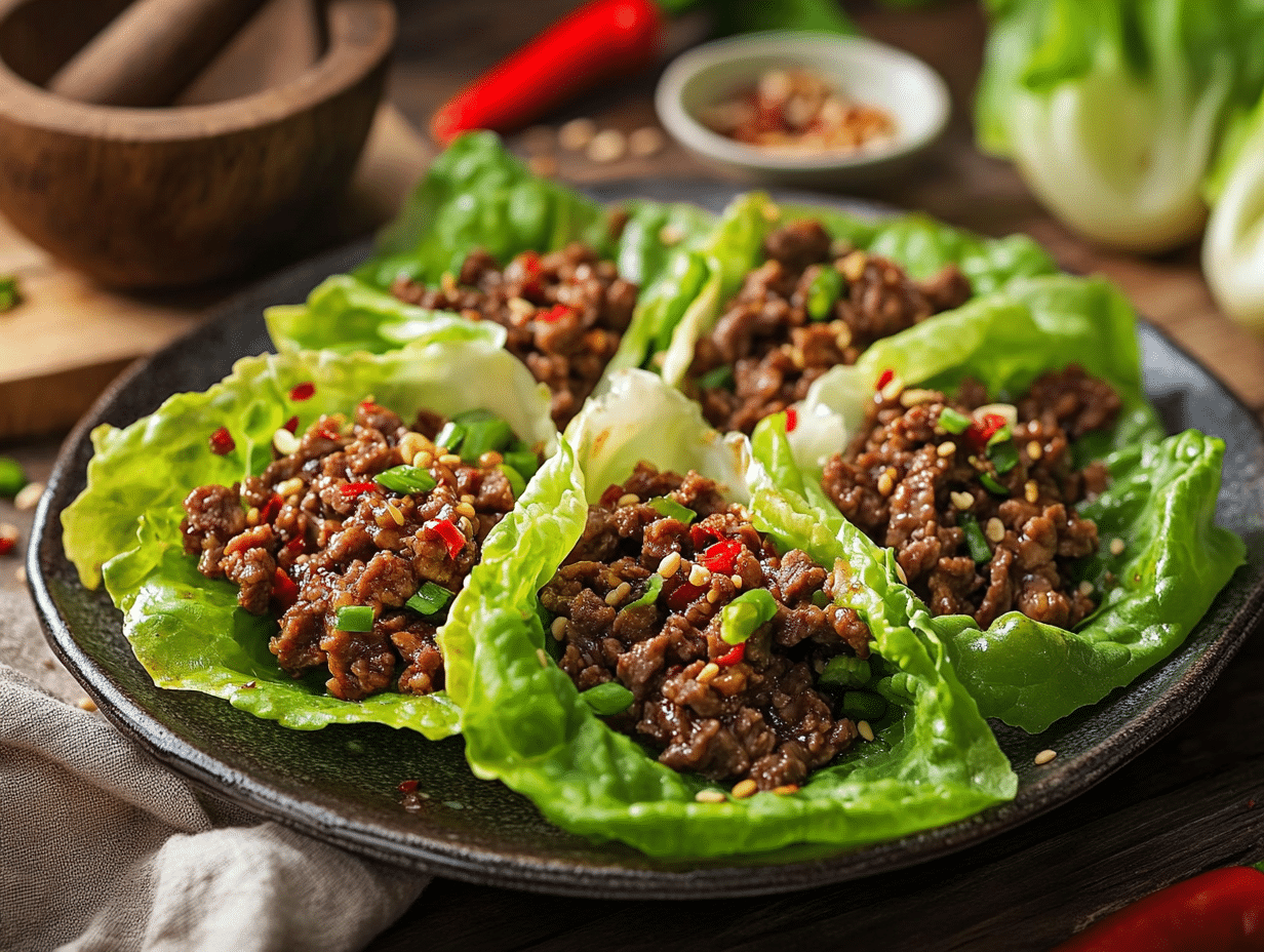 Chuck mince in lettuce wraps