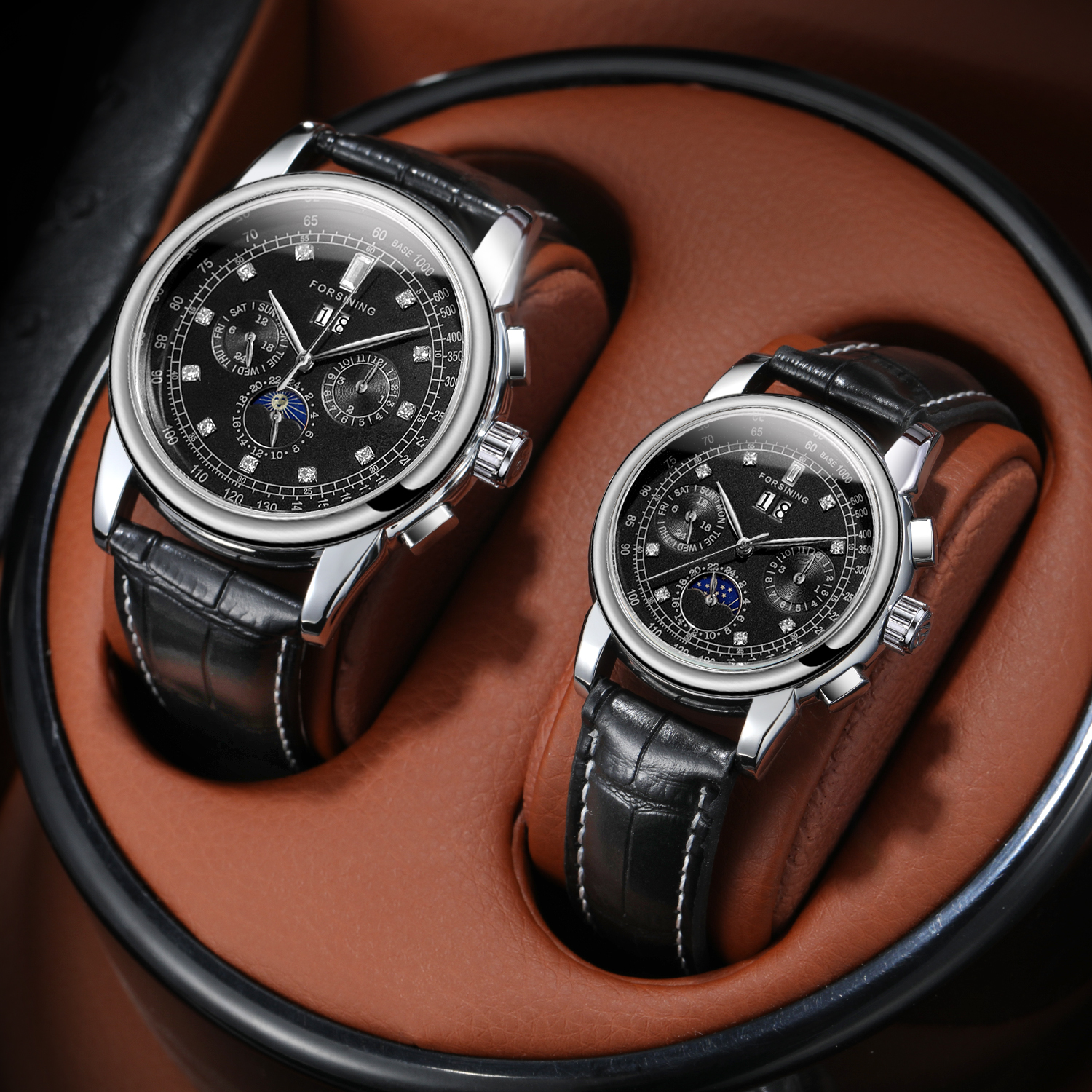 Forsining Couple's Watch with intricate design. Waterproof